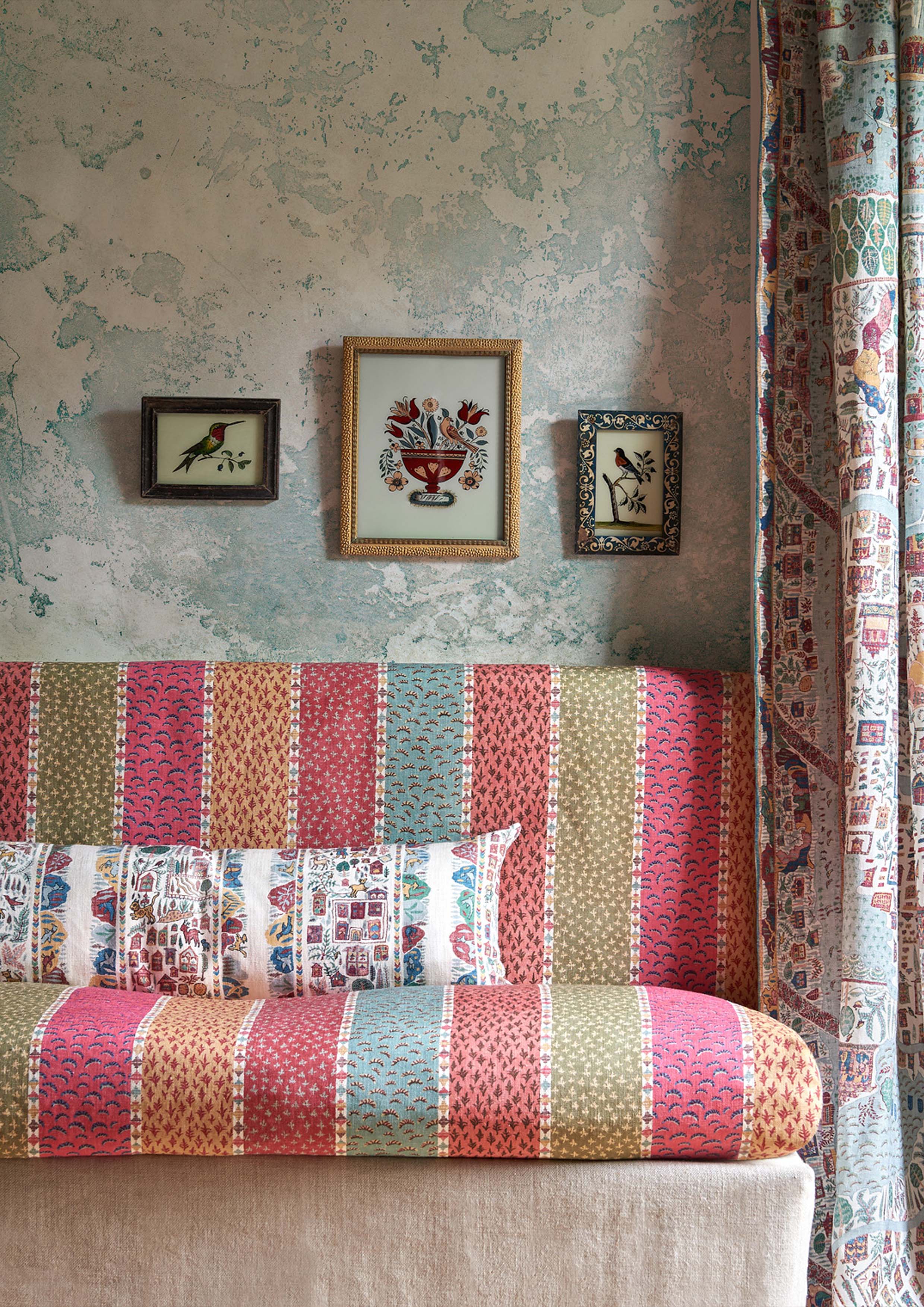 bright stripe patterned sofa lewis and wood